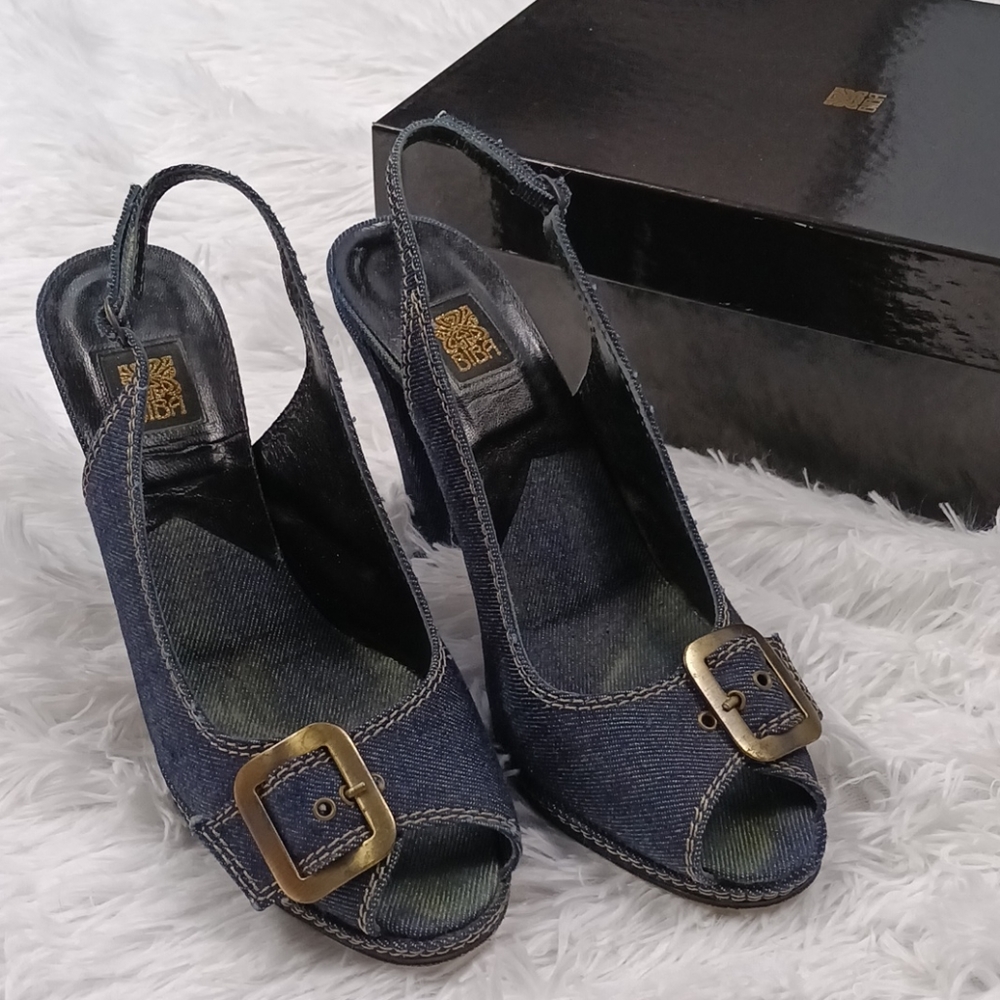 Biba Tessuto Peep Toe Sling Heels 38|8